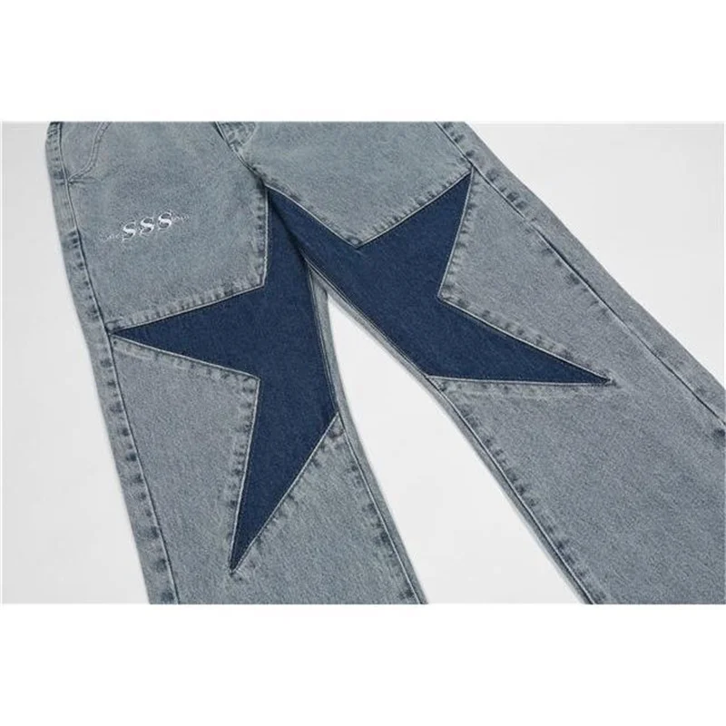 New Wide Leg Fashion Work Jeans Straight Mid Rise Men Jean Wide Leg Solid Color Hip Hop Denim Pants Streetwear Women's Pants