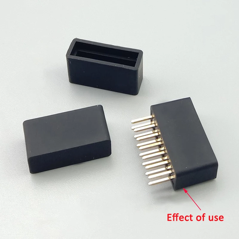

1-10pcs Black Rectangle Silicone Rubber Cap Square Rubber Protect Caps Double-row In-line Soft Sheath Insulation High Temp