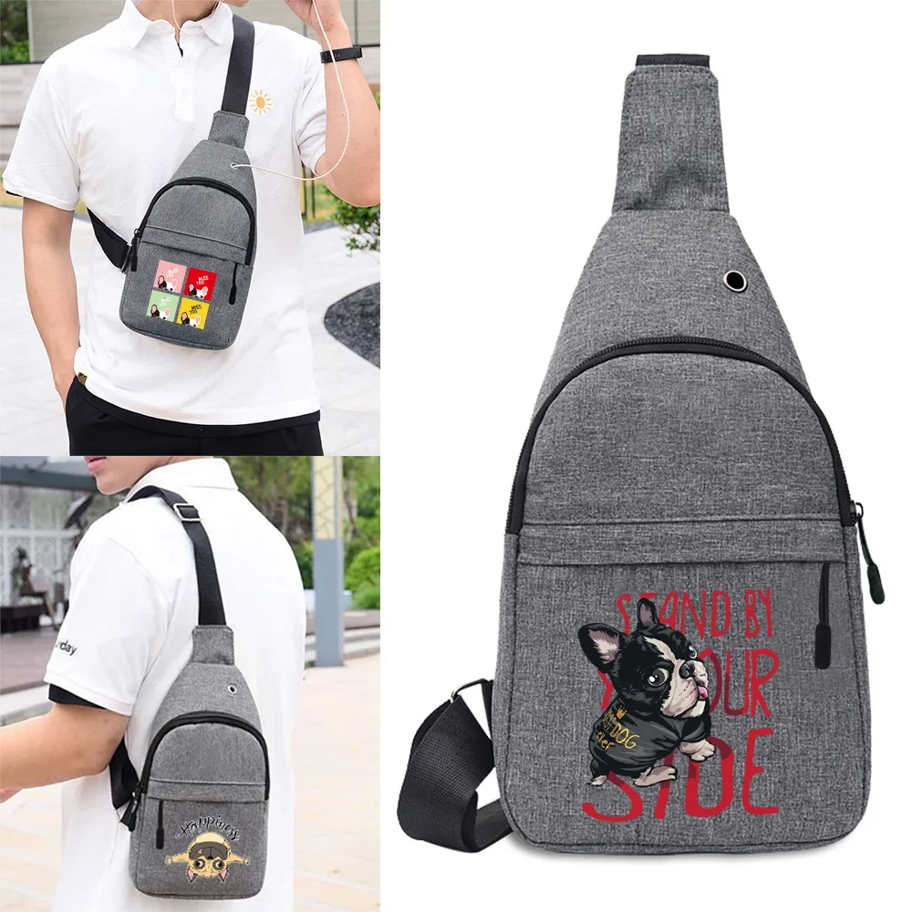 

Мужские сумки, нагрудные сумки, уличная сумка-мессенджер, модный Холщовый Рюкзак-слинг, сумки через плечо с принтом собаки для женщин, новинка 2023