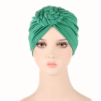 new knotted turbans for women double layer bonnet solid color african twist headwrap satin linning hat muslim hijabs headdress