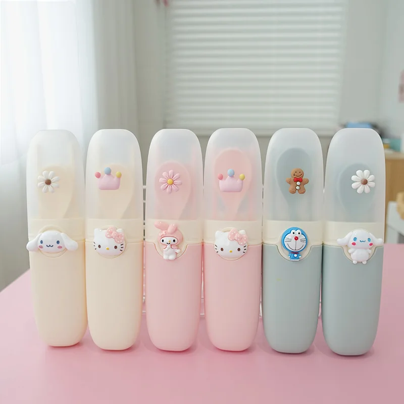 

New Sanrioedhellokt mymelodylittletwinstarscinnamoroll purin kuromi portable cutlery chopsticks spoon fork three-piece set