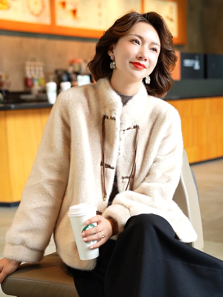 Haining шуба женская из искусственного норкового меха 2024 зимняя новая мода