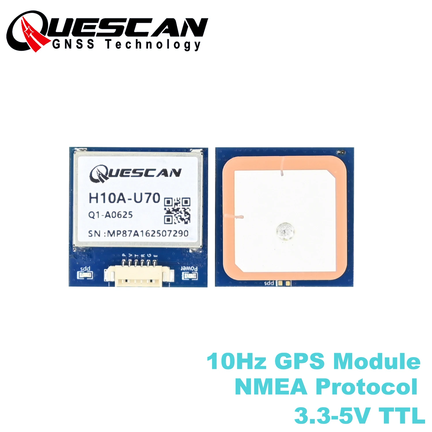 QUESCAN H10A-U70 10 Гц GPS-модуль Антенный приемник Высокая скорость навигации Модуль позиционирования 3,3 В-5 В NMEA Протокол 115200 бод