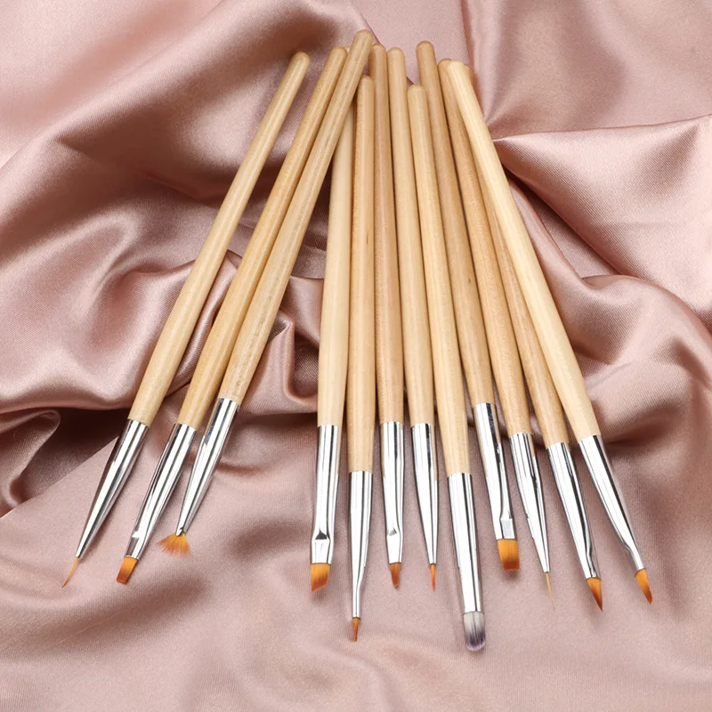 Кисть для дизайна ногтей с деревянной ручкой ручка размазывания французские