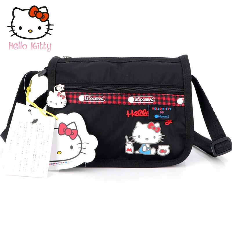 

Kawaii Sanrio Hello Kitty Tote Anime Cartoon Casual Messenger Bag Lesportsac Parachute Tarp Zipper Canvas Phone Shoulder Bag