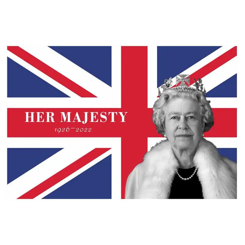 

Queen Memorial Flag 3x5 Feet Queen Elizabeth II Her Majesty Black And White Flag Queen's Portrait Remembrance Flag For Garden