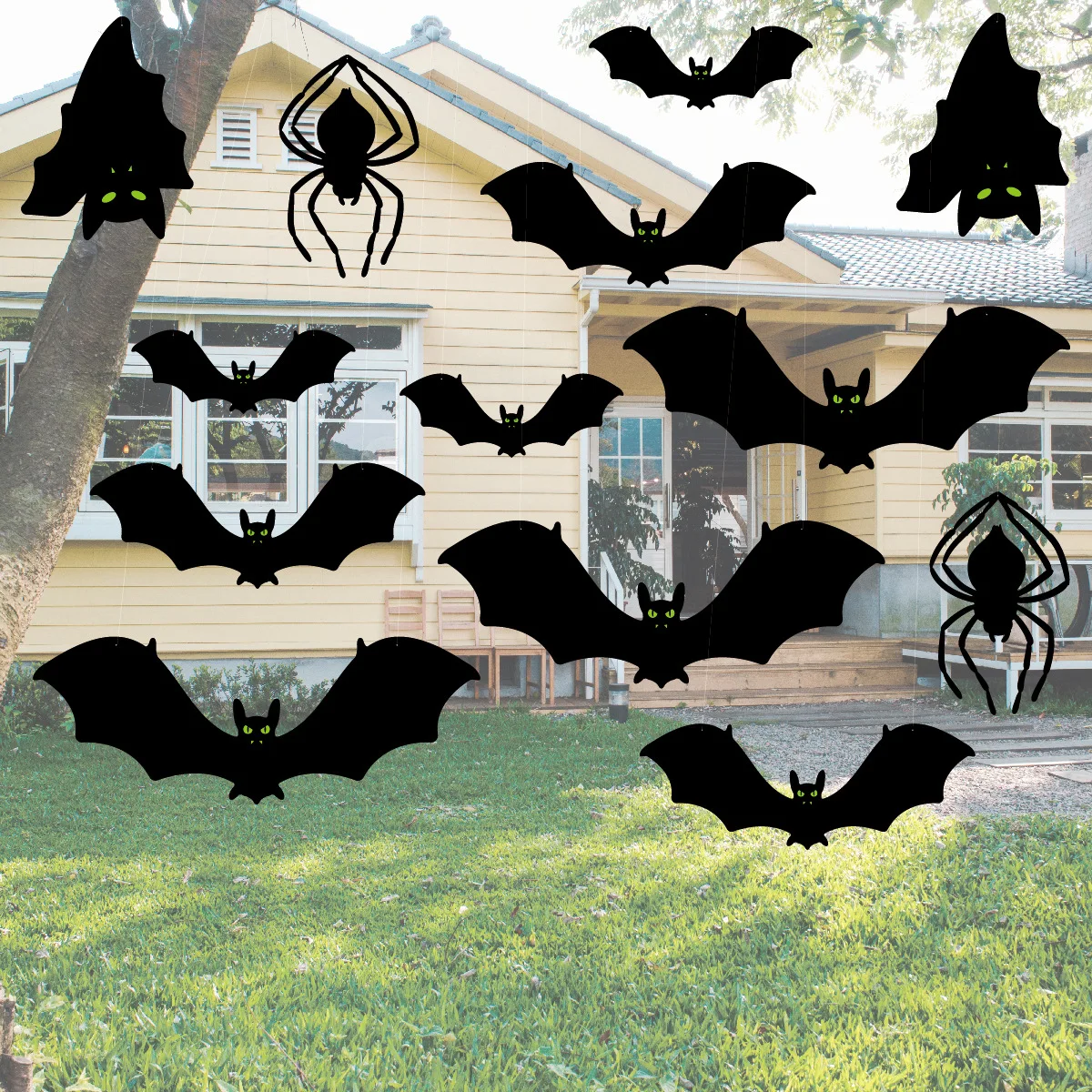 

Halloween Handmade DIY Accessories Big Spiders and Bats Home Party Yard Wall Hanging Garden Branches Pendant Decoration