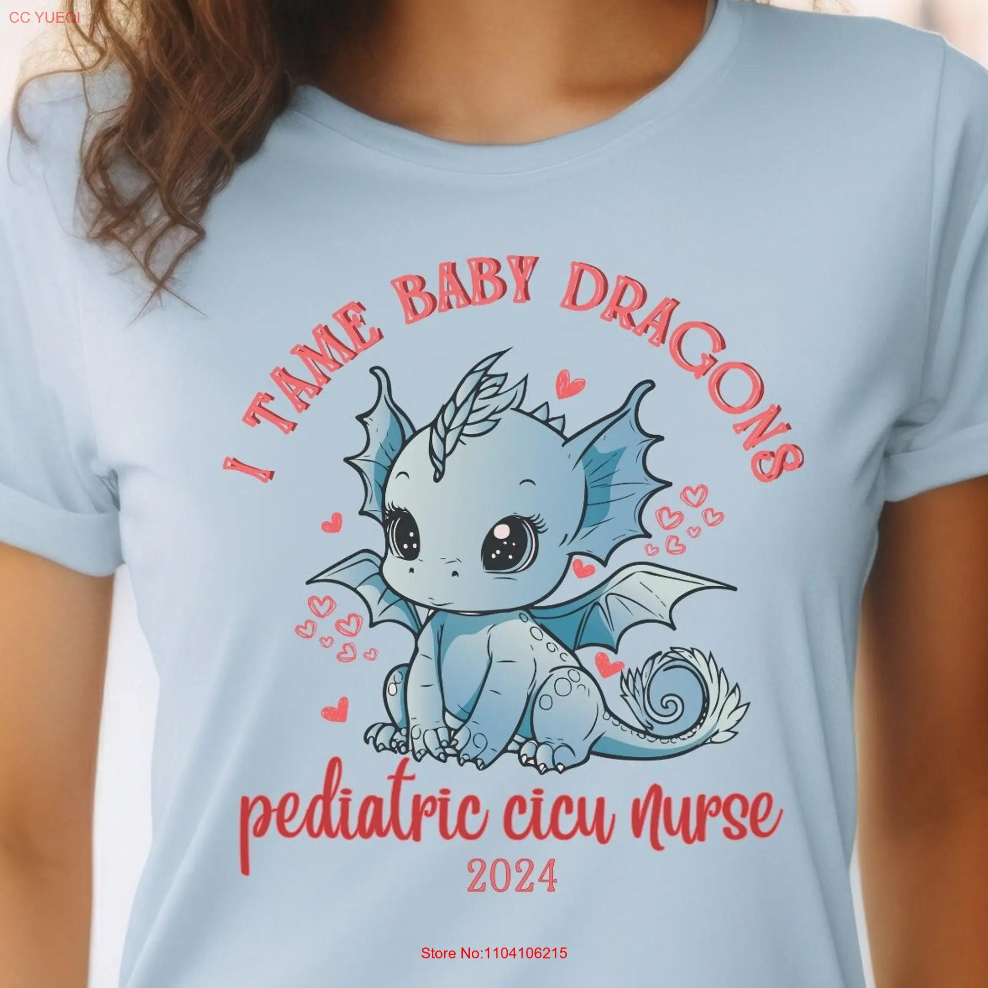 Детская футболка с сердечным интенсивным лечением для медсестры I tame baby dragon 2024 Cicu