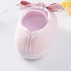 0~18M Cute Bowknot Newborn Baby Shoes Headband Set Anti Slip Toddler Infant First Walker Baby Girls Newborn Soft Sole Pink Shoes 4