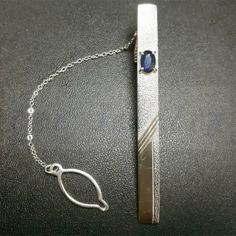 Мужской зажим для галстука с натуральным сапфиром, бесплатная доставка, женское серебряное ювелирное изделие с драгоценным камнем 0,6 карата, C8052804