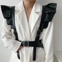 fashion women leather buckle harness belts body bondage strap black adjustable bandage cosplay harajuku gothic waist belt