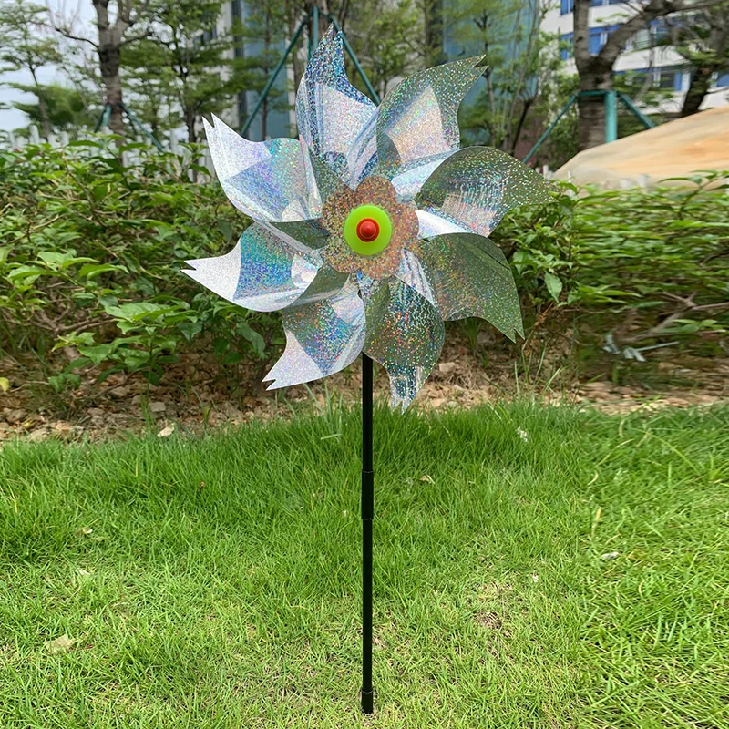 

Серебряный лазерный отпугиватель птиц Серебряная мельница 8 лезвий вращающаяся мельница для фермы уличный отпугиватель птиц