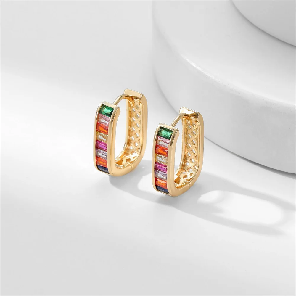 Ins U-образные черные зеленые синие радужные циркониевые геометрические