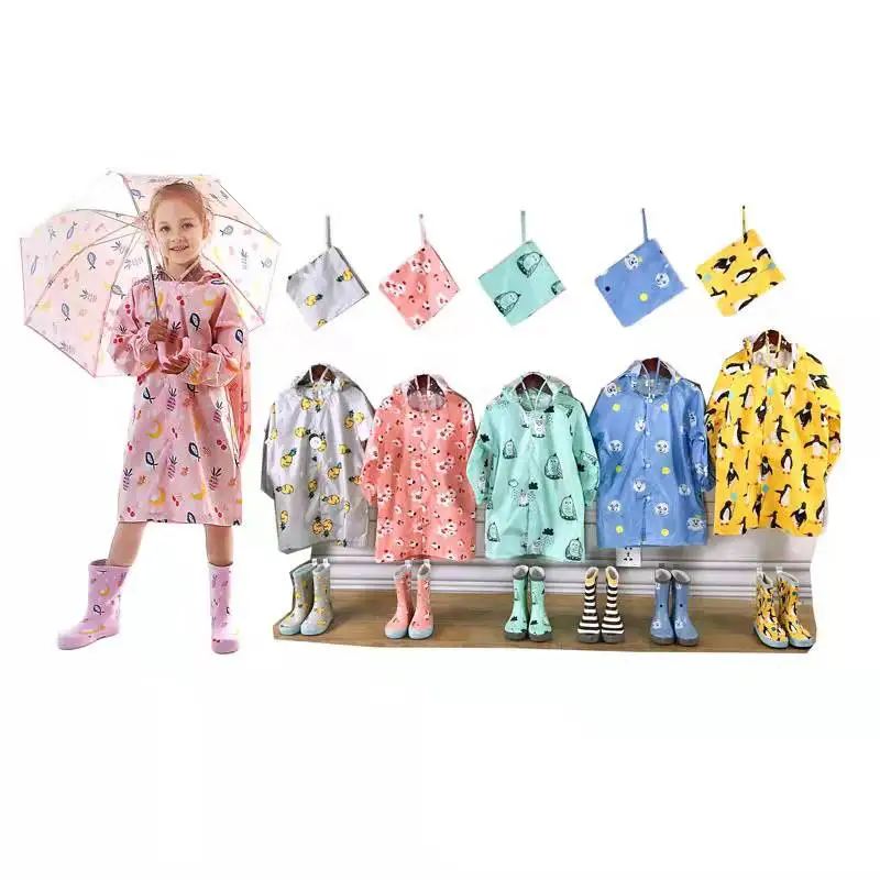 

Raincoat Children Rain Poncho Boys Girls Poncho with Schoolbag Child Thickened Windbreaker Raincoat Rain Poncho