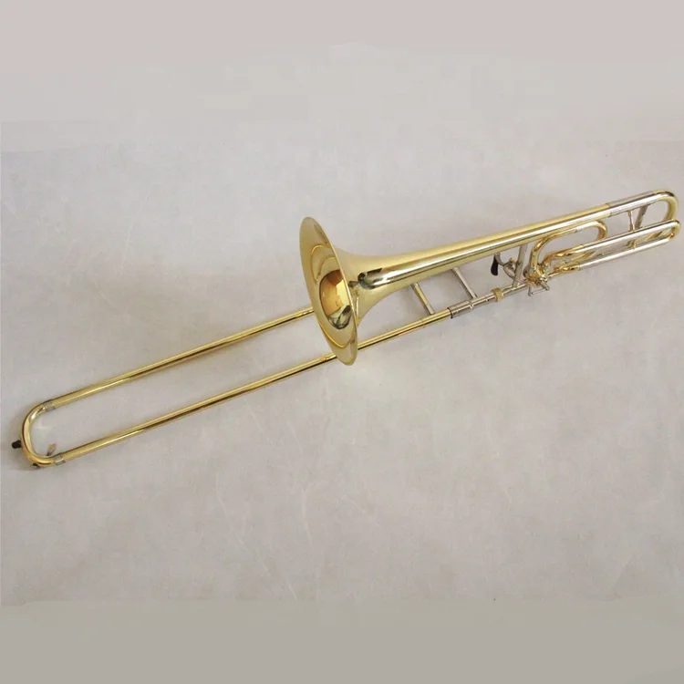 

Wholesale music instrument high end tenor trombone Bb/F gold lacquered trombone