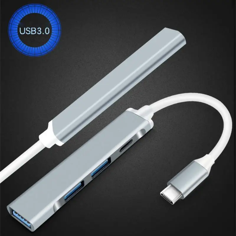 

5gbps Hub Docking Station Portable Computer Splitter Usb 3.0 High‑speed For Laptops Phones Tablets Aluminum Alloy Usb C 4 In 1