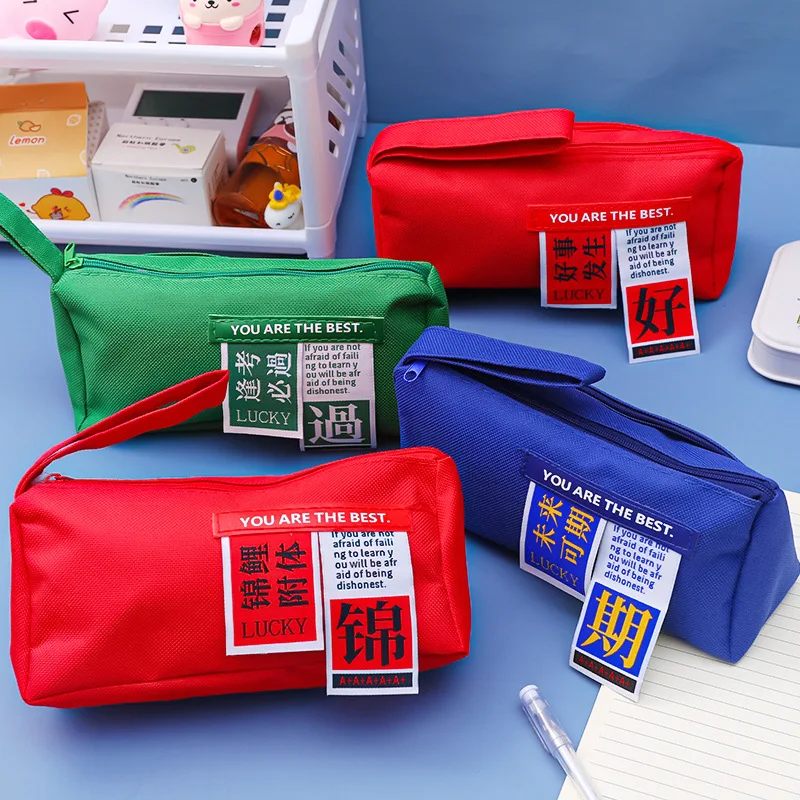 

Creative Individuality Quotes Pencil Bag Student Inspirational Text Handbag Learning Large Capacity Kawaii Bag Pencil Pouch