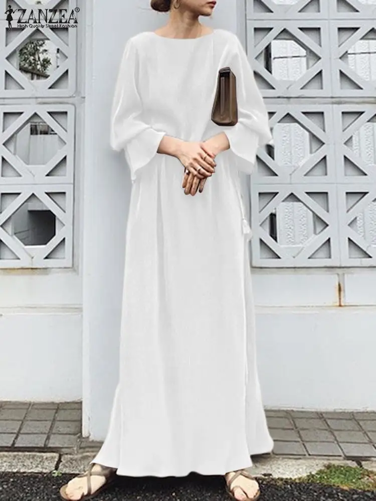 

French Elegant Swing Kaftan 2022 Fashion Party Maxi Dress Women Solid Long Sleeve Robe Longue ZANZEA Spring Retro A Line Vestido