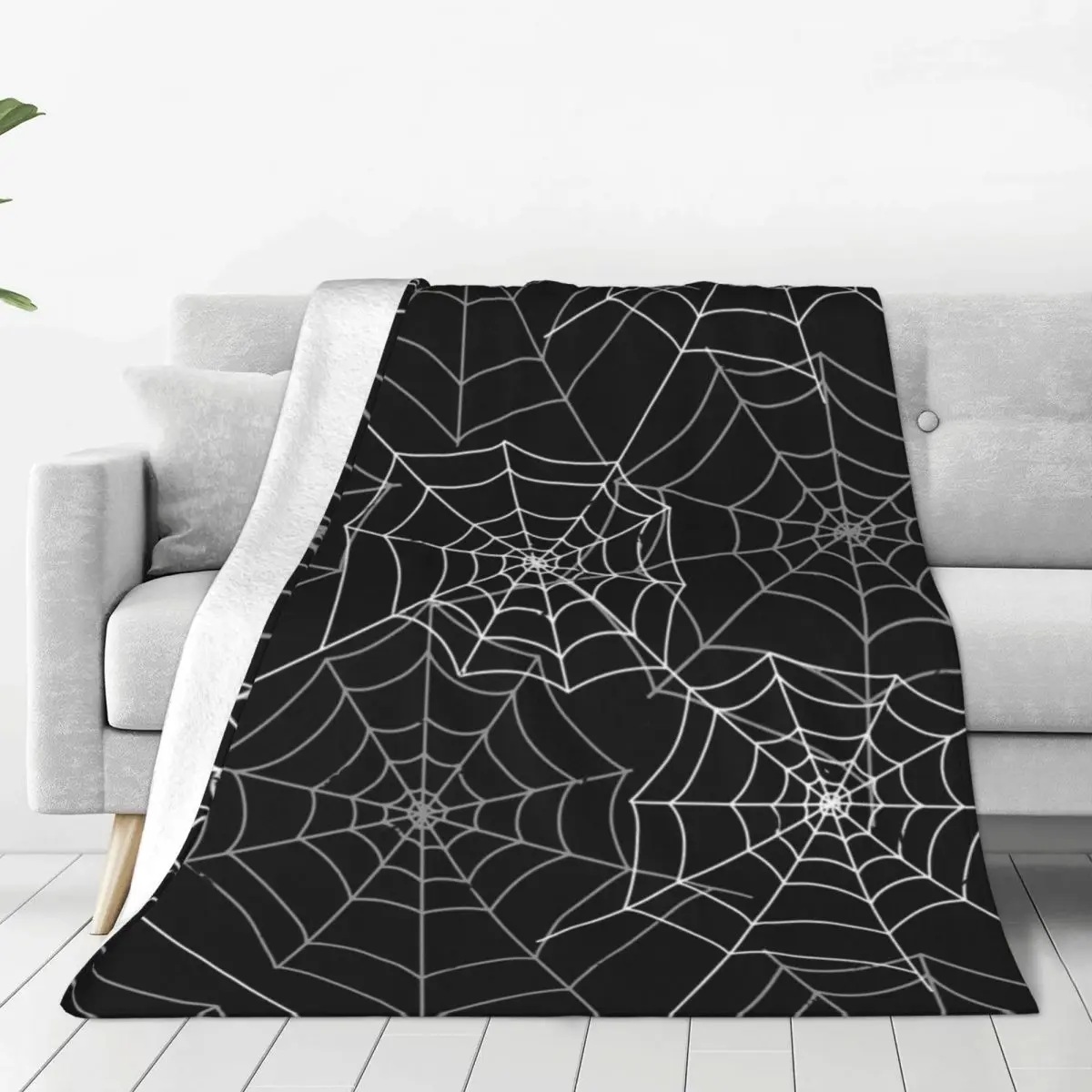 

Spider Cobweb Spiderweb Halloween Flannel Blanket goth HD Custom Throw Blankets for Home Hotel Sofa 125*100cm Bedspreads