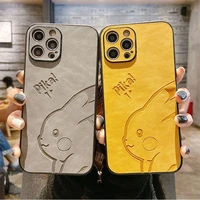 cartoon pikachu leather feel phone cases for iphone 13 12 11 pro max xr xs max x back cover