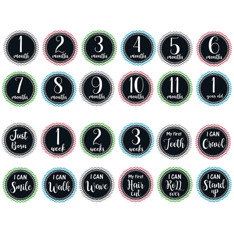 

12Pcs Baby Month Sticker Newborn Milestone Memorial Pregnant Women Monthly Sticker Kids Commemorative Card Photo Props