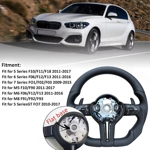 Рулевое колесо подходит для Bmw F30 F10 F31 F20 E90 из кожаного материала и спортивных рулевых автомобильных аксессуаров //M Logo