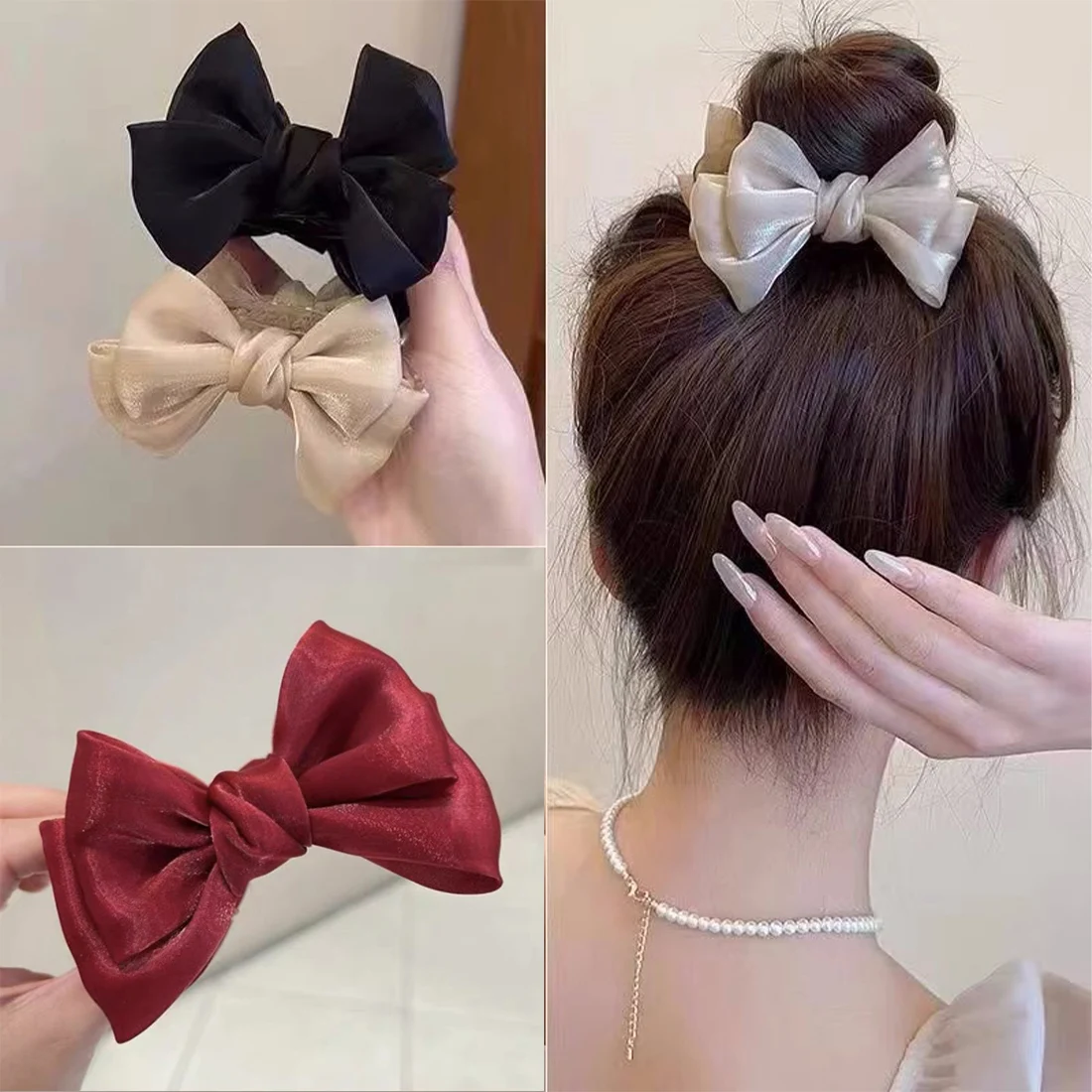 

New Korean Vintage Bow Large Hair Claw Crabs Women Hairpin Ponytail Bun Hair Clamps Clip Barrette Hair Accessories