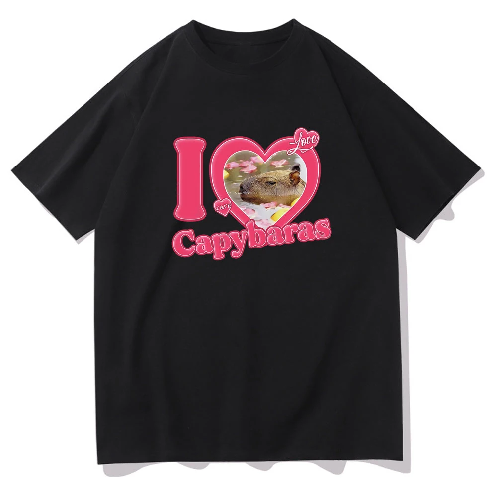 

I Love Capybaras T-Shirts Funny Animal Print Streetwear Men Women Fashion Oversized T Shirt Pure Cotton HipHop Tees Tops Clothes
