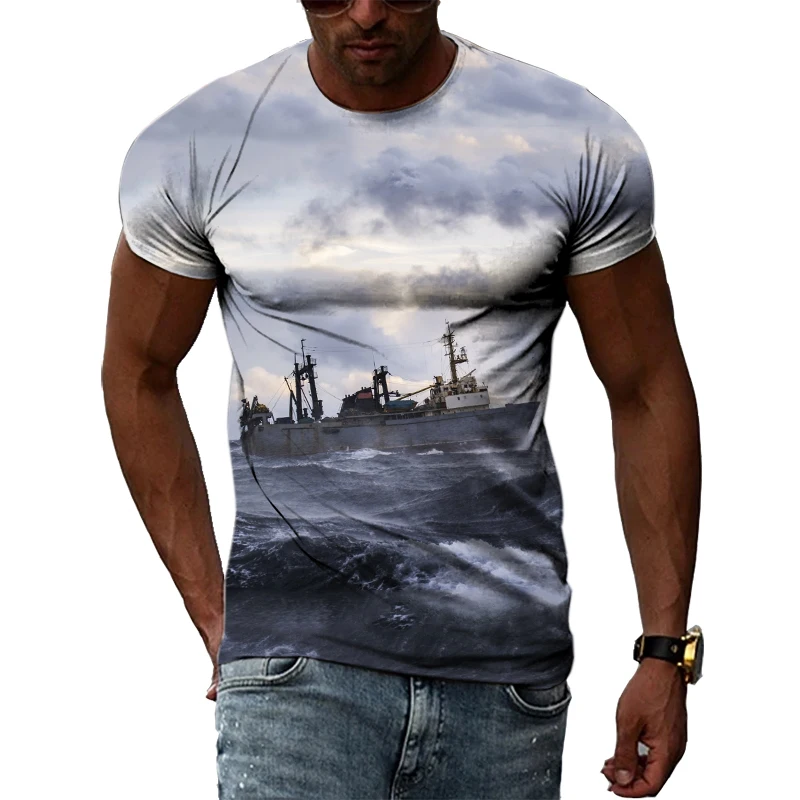 

Мужская футболка с коротким рукавом, круглым вырезом и 3D-принтом