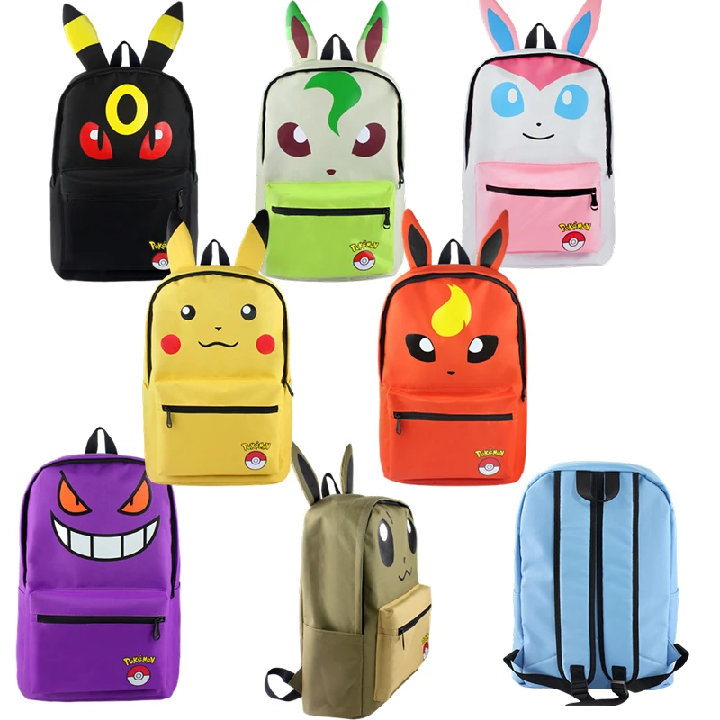 

Kawaii Anime Pokemon Pikachu Haunter Eevee Charmander Series Shape Travel Storage Canvas Backpack Fashion Birthday Present