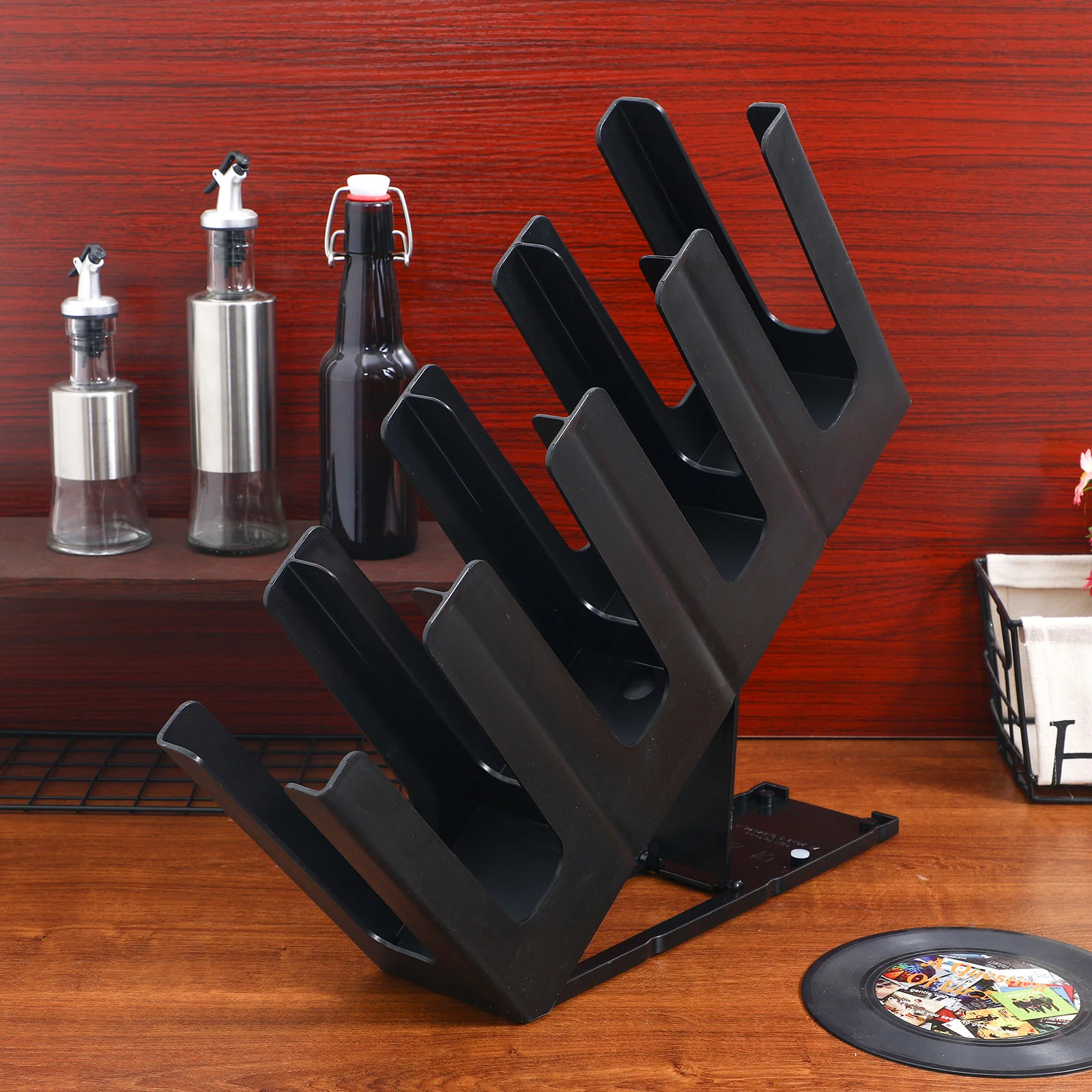 Slanted Four Grid Cup Holder Adjustable Rack Display for Paper Cups Storage Tea Counter Use Beverages Mugs Shelf Straw