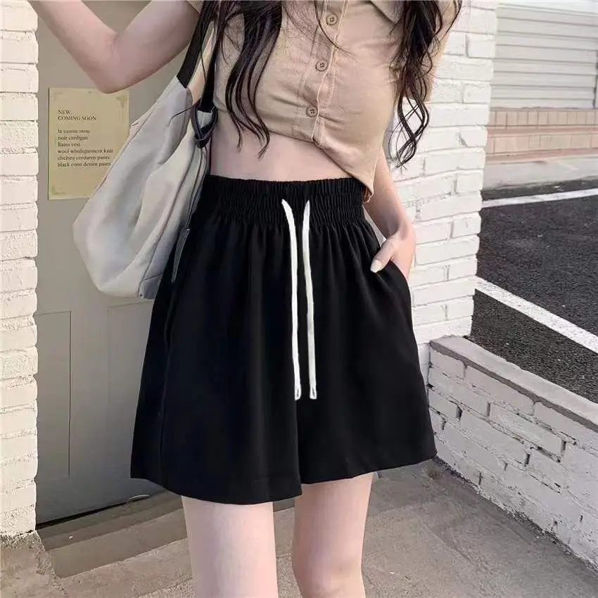 

Drawstring Sleep Shorts Bottoms Sleepwear Solid Summer Pajamas Pant for Women Korean Style Home Clothes Elastic Waist Room Wear