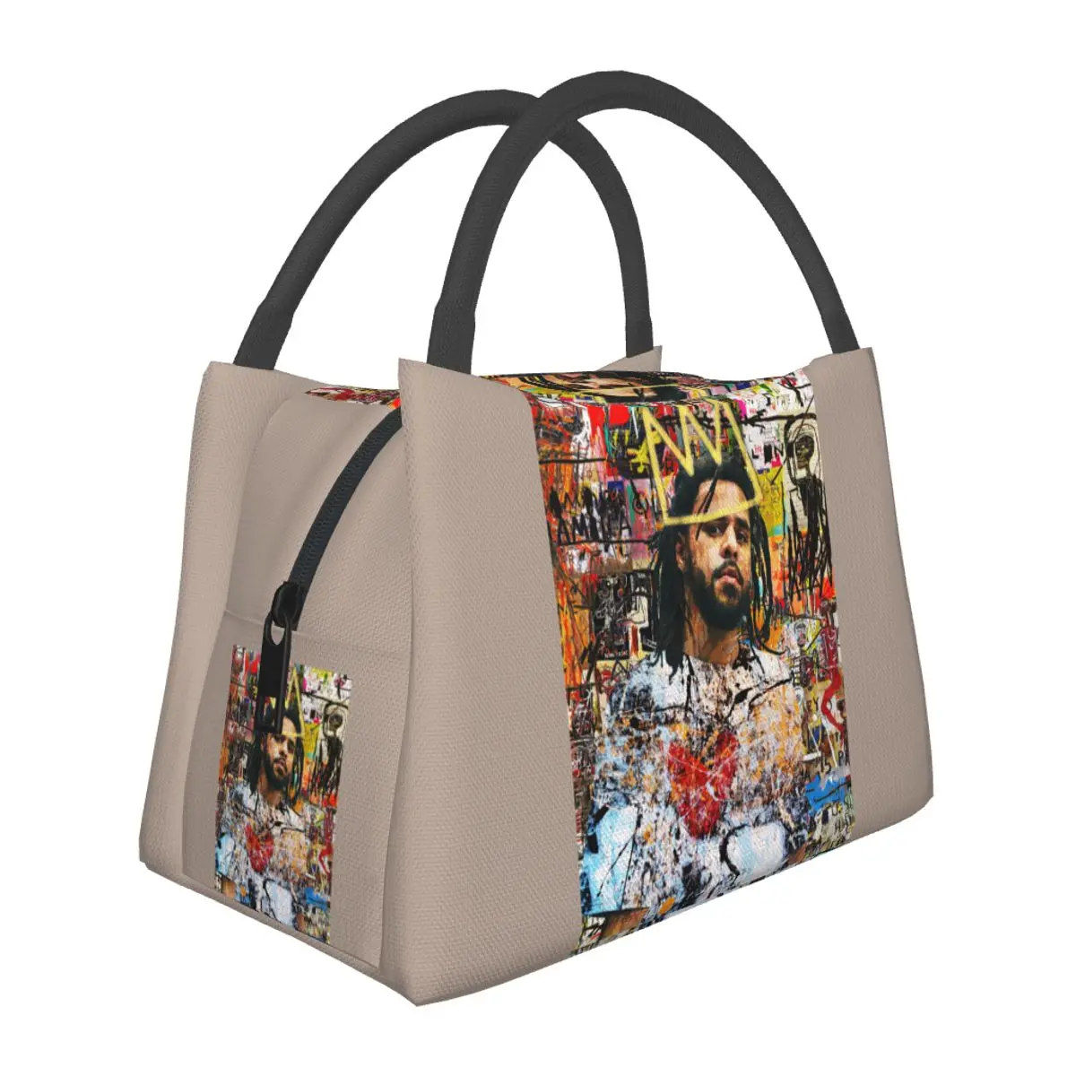 

J Cole Portrait Lunch Bag great musician artist Grammy Awards Lunch Box Travel Design Cooler Bag Vintage Thermal Lunch Bags