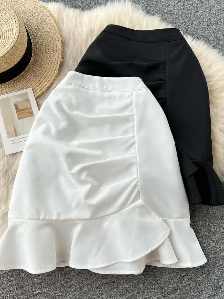 

S-4XL 2022 Summer New Fashion Korean Style Women Fishtail Skirt Ladies High Waist Zipper Skirts Female Clothing