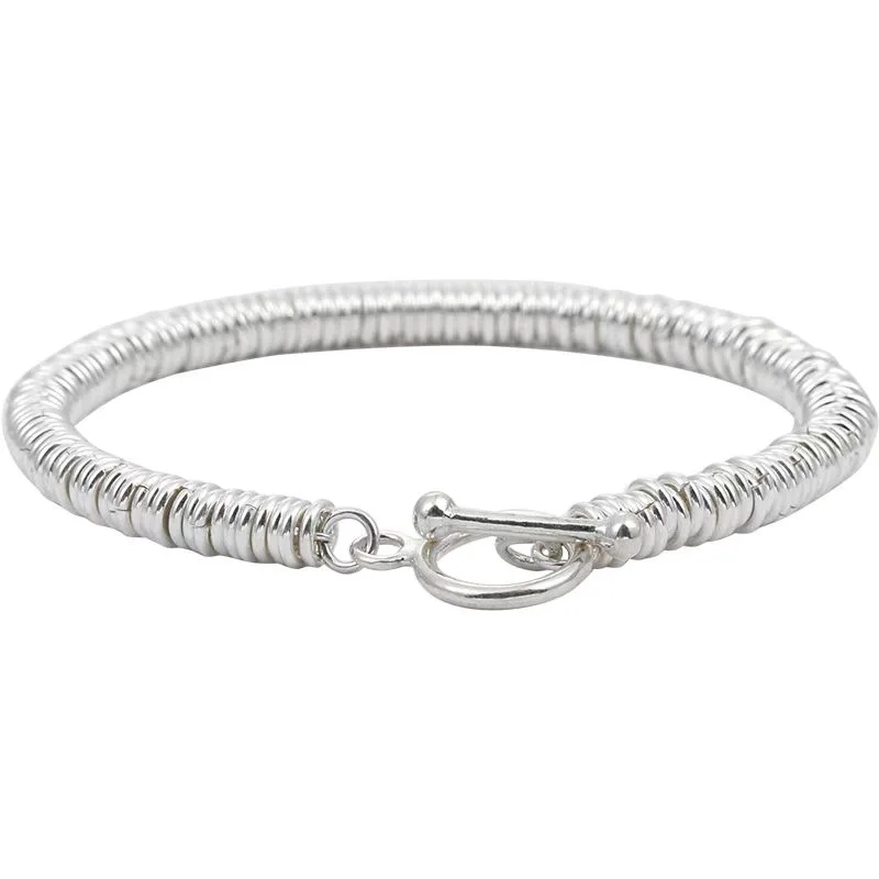 

Vintage Men's Silver Color Bracelet Simple Personality Plain Ring Bracelet Banquet Jewelry Accessories