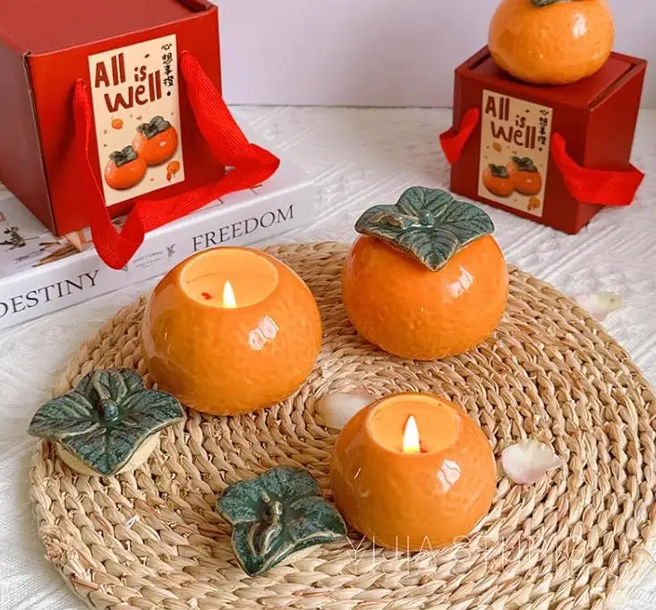 Подарочная коробка в виде апельсиновой свечи для ароматерапии с ручным подарком