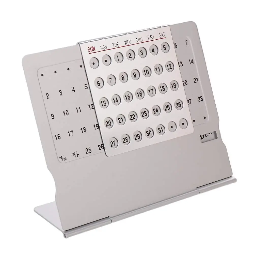 

Super Perpetual Unique 100 Years Calendar Aluminum Alloy Metal Table English Calendars Office Desk Decor Gift