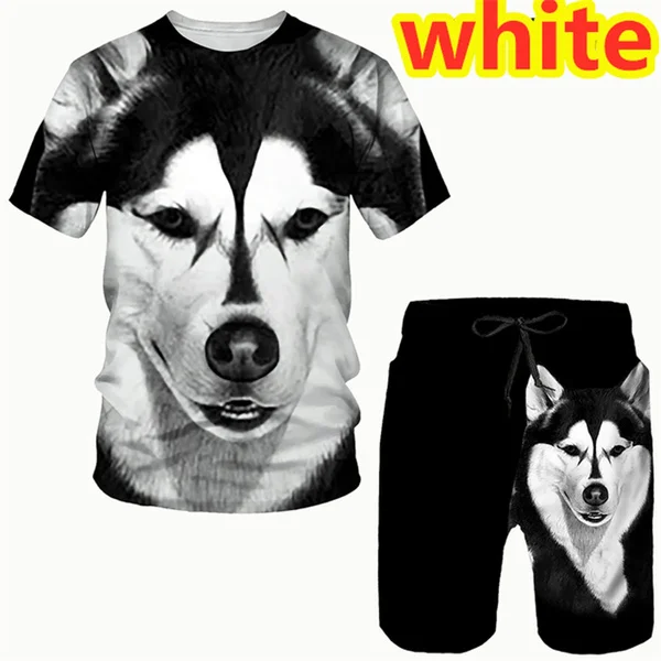 Men T-shirt Funny Husky Dog 3D Print Men's Tracksuit O Neck Male Suit Short Sleeve Tees