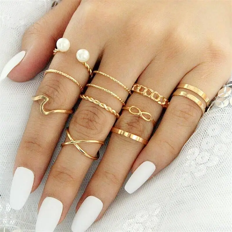 

Simple pearl cross twist circle women ring simple temperament cold wind retro joint ring fashion jewelry banquet gift