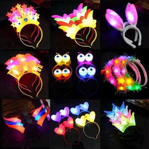 Imported 1pcs Women Kids Light up LED Party Glow Flower Headband Crown Wreath Cat Bunny Ear Hairband Birthday