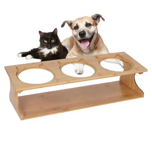 Поднятая подставка для собачьей миски, поднятая подставка для кошачьей еды,  поднятая подставка с 2 чашами из нержавеющей стали для кормления едой и  водой | AliExpress
