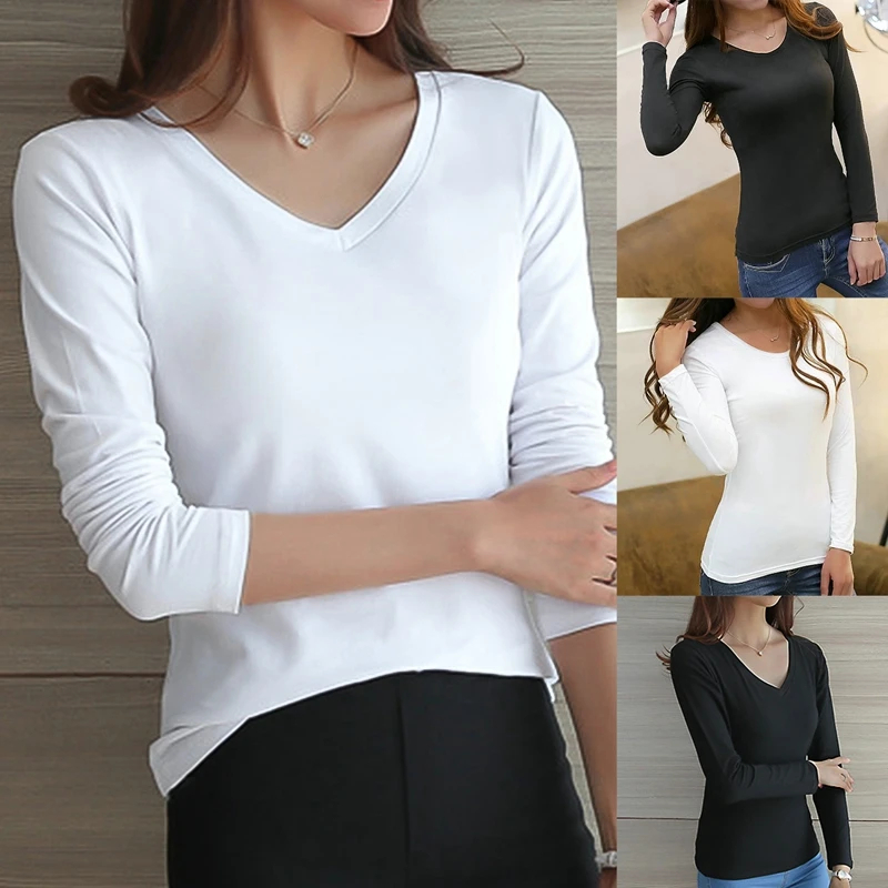 Новинка 2022 черная и белая женская футболка с длинным рукавом Корейская