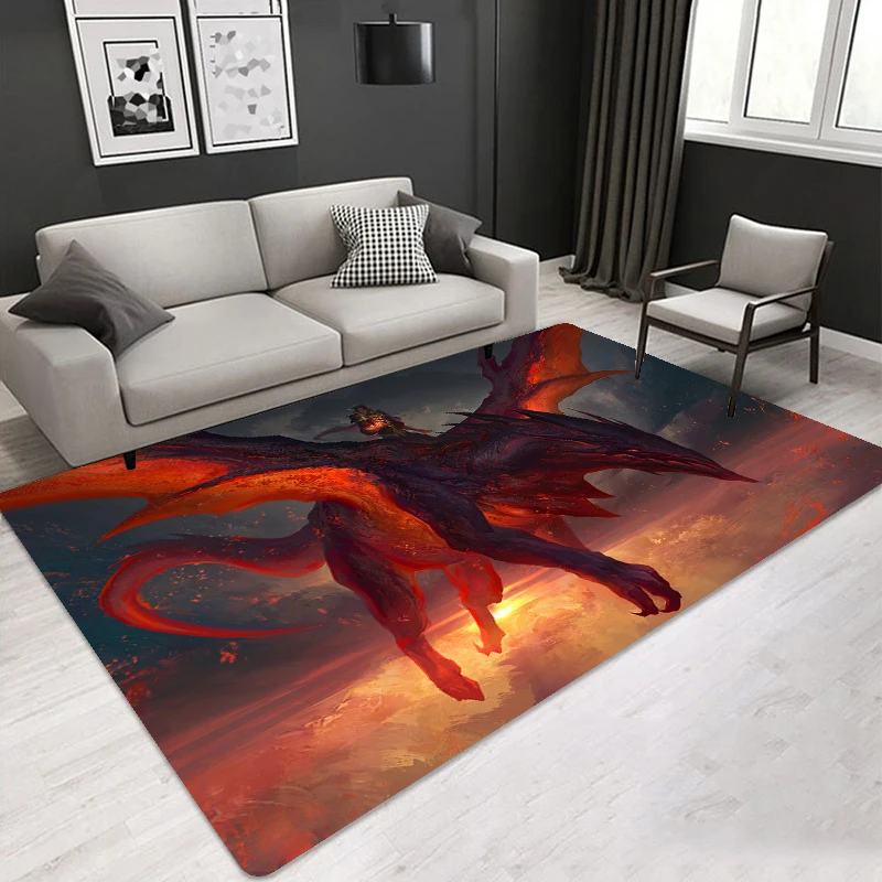 

Коврики с драконом для спальни, гостиной, коврики с драконом и огнем, напольный коврик, комнатный коврик, детские игровые украшения, Нескользящие напольные коврики, коврики