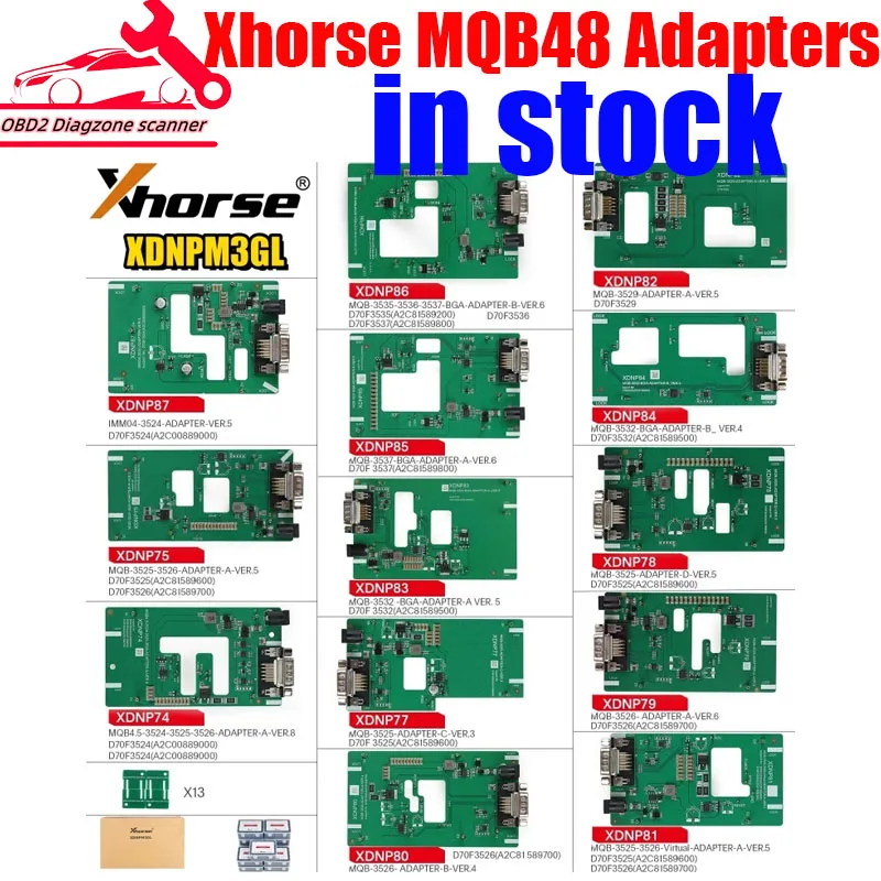 В наличии Xhorse XDNPM3GL MQB48 адаптер Без припоя 13 шт. полный комплект работает с Multi-Prog VVDI