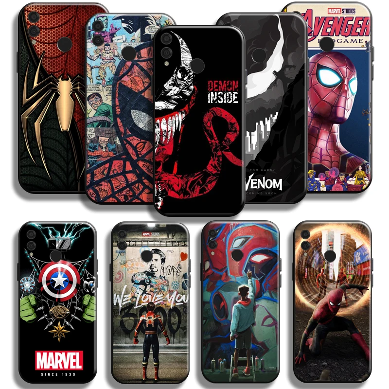 

Spiderman Venom Iron Man Phone Case For Huawei Honor 8X Cover TPU Liquid Silicon Cases Back Funda Shockproof Full Protection