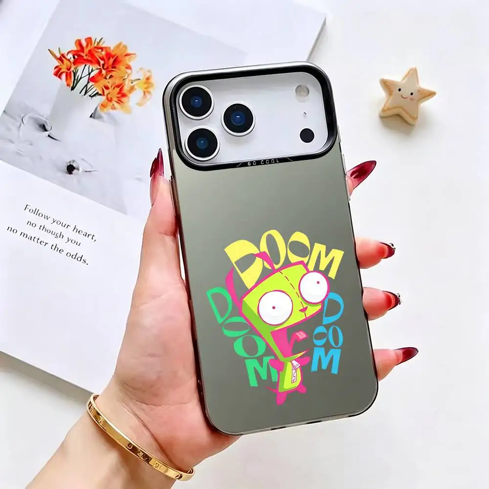 Фото Чехол для телефона I-Invader Z-Zim Gir для iPhone 17, 16, 15, 14, 13, 12, 11 Plus, Pro Max, XS, серый, с цветным покрытием внутри №2