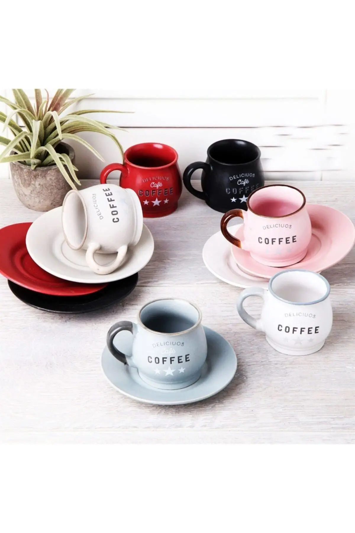 

Amazing Turkish Greek Arabic Coffee & Espresso Cup Set Mat Colorful Coffee Cup Set 6 Psc. (10274)
