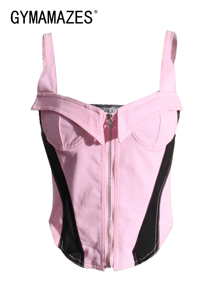 

Женский джинсовый жилет с квадратным вырезом, на молнии