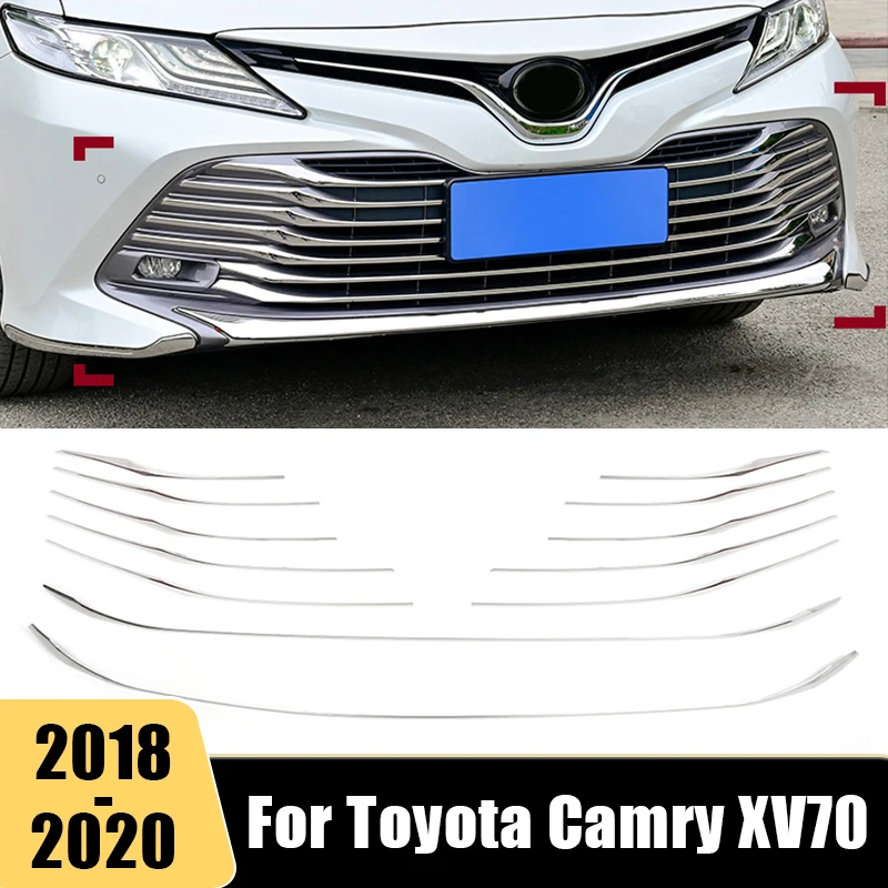 

For Toyota Camry XV70 70 2018 2019 2020 LE XLE Car Front Grills Frame Trim Strip Cover Auto Grills Decorative Exterior Accessori