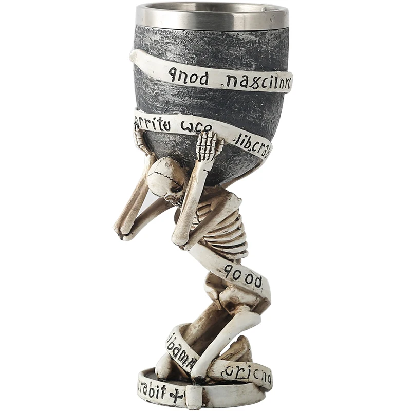 

Resin Cup in Human Skeleton Creative Cocktail Glass Stainless Steel Antique Bar Wine Glass Skull Cup